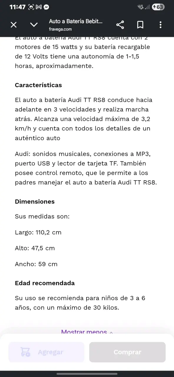 Auto a batería Audi blanco para niños - 2