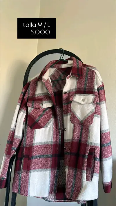 Chaqueta de franela a cuadros rojo y blanco - miniatura 1
