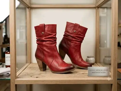 Botines de cuero rojos con tacón