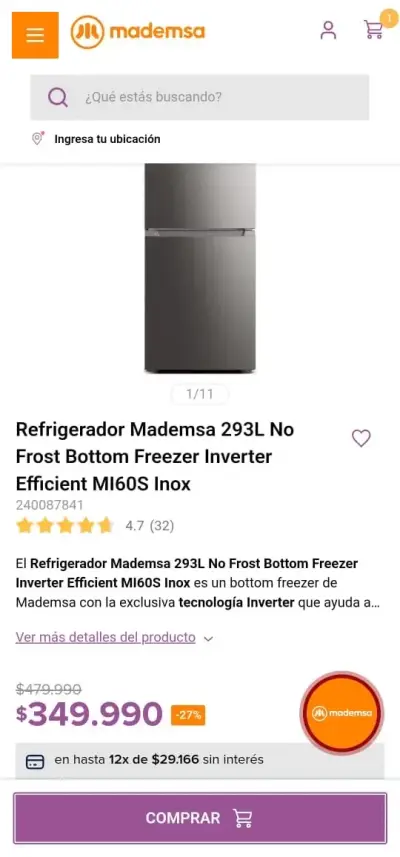 Refrigerador Mademsa Bottom Freezer MI60S Nuevo - miniatura 4