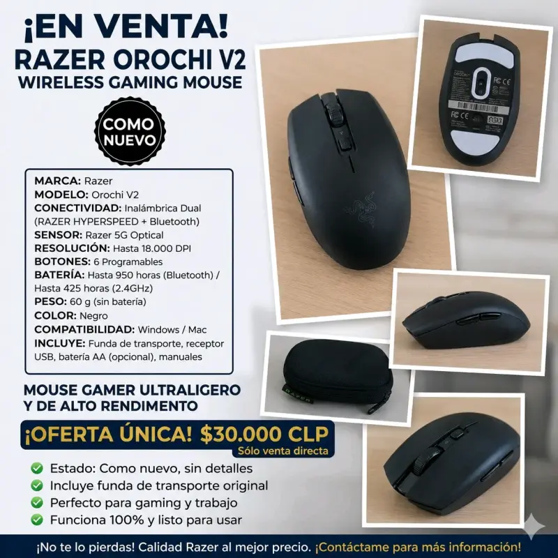 Mouse inalámbrico Razer Orochi V2 negro - 2