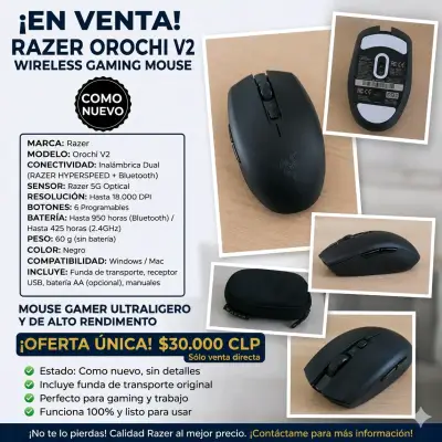 Mouse inalámbrico Razer Orochi V2 negro - miniatura 2