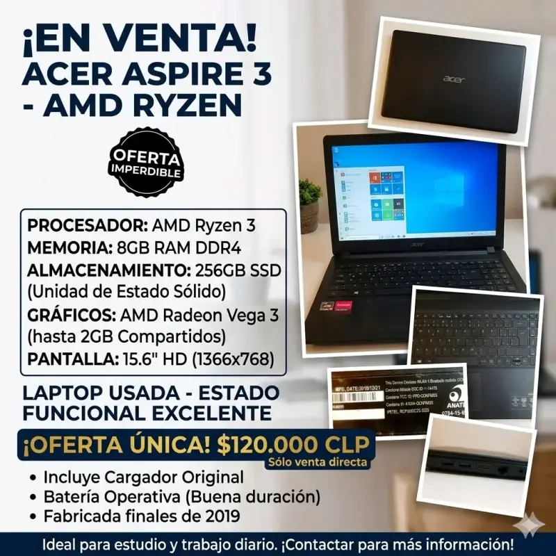 Notebook  Acer Aspire  AMD RYZEN 3 - 3