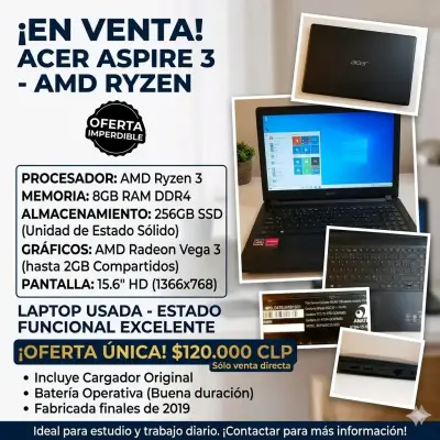 Notebook  Acer Aspire  AMD RYZEN 3 - miniatura 3