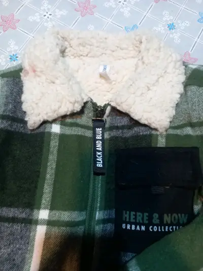 Chaqueta de lana verde con forro de borrego - miniatura 2