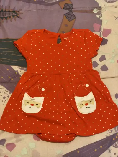 Vestido navideño rojo para bebé - miniatura 1