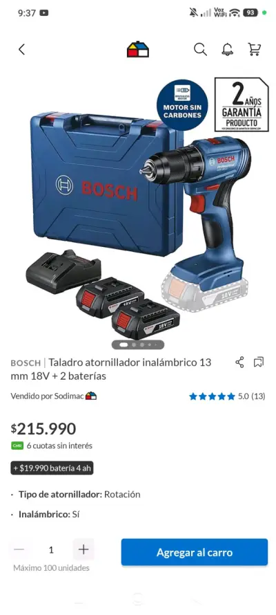Taladro inalámbrico Bosch GSB 18V-50 - miniatura 5