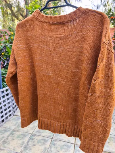 Suéter tejido color terracota para mujer - miniatura 2