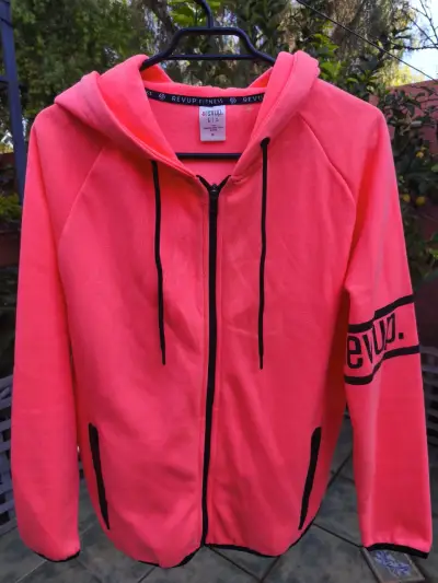 Polerón deportivo Revup, coral neón con capucha - miniatura 1
