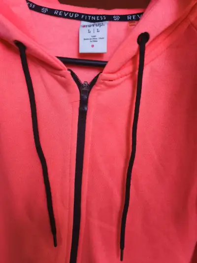 Polerón deportivo Revup, coral neón con capucha - miniatura 3