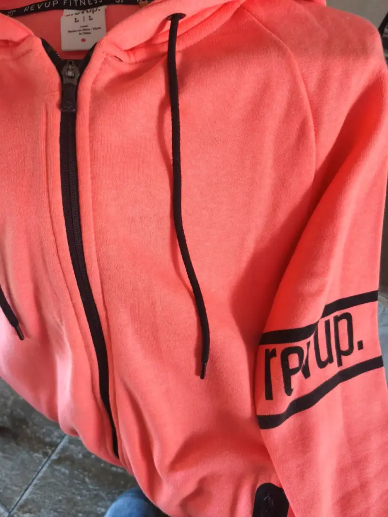 Polerón deportivo Revup, coral neón con capucha - 4
