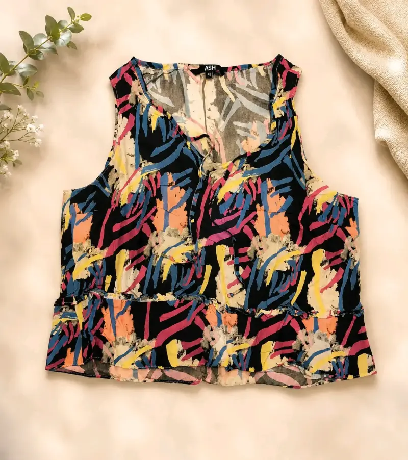 Blusa sin mangas estampada colorida - 1