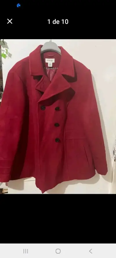 Abrigo rojo de lana con botones - miniatura 1
