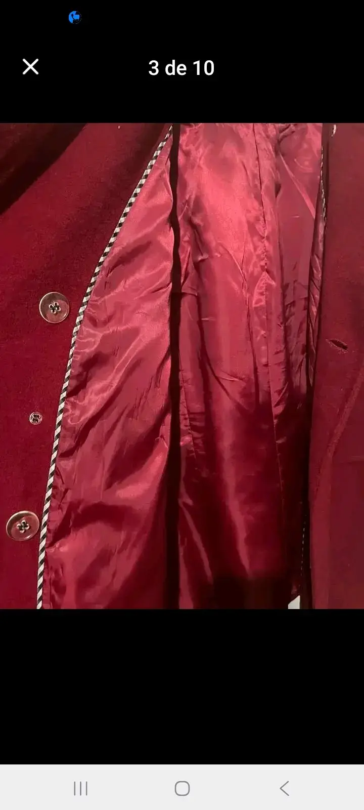 Abrigo rojo de lana con botones - 3