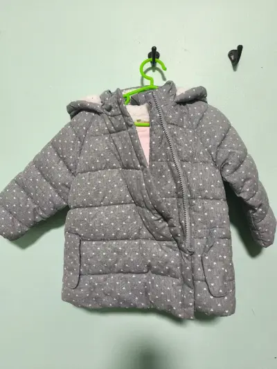 Chaqueta acolchada gris para bebé - miniatura 1