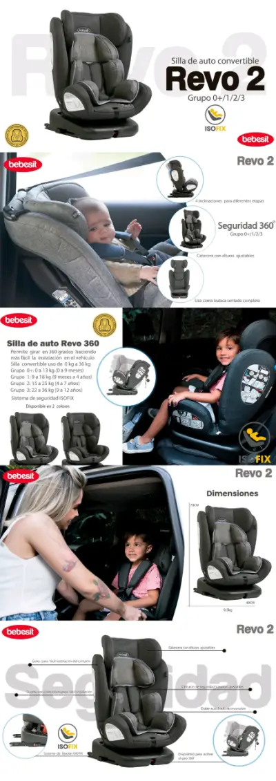 Silla de auto Bebesit gris - miniatura 3