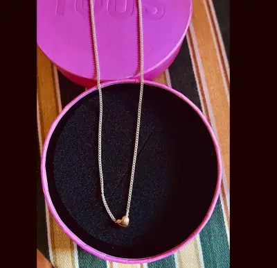Collar de plata Tous con dije de corazón bañado en - miniatura 1