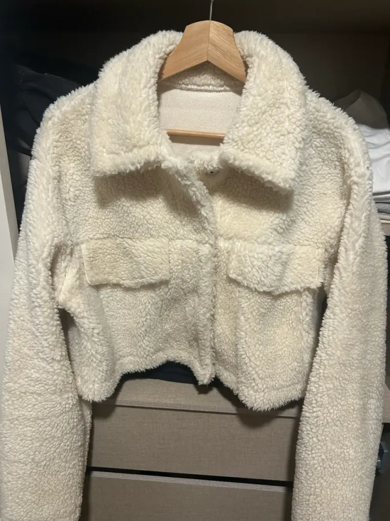 Chaqueta de piel sintética beige - 2