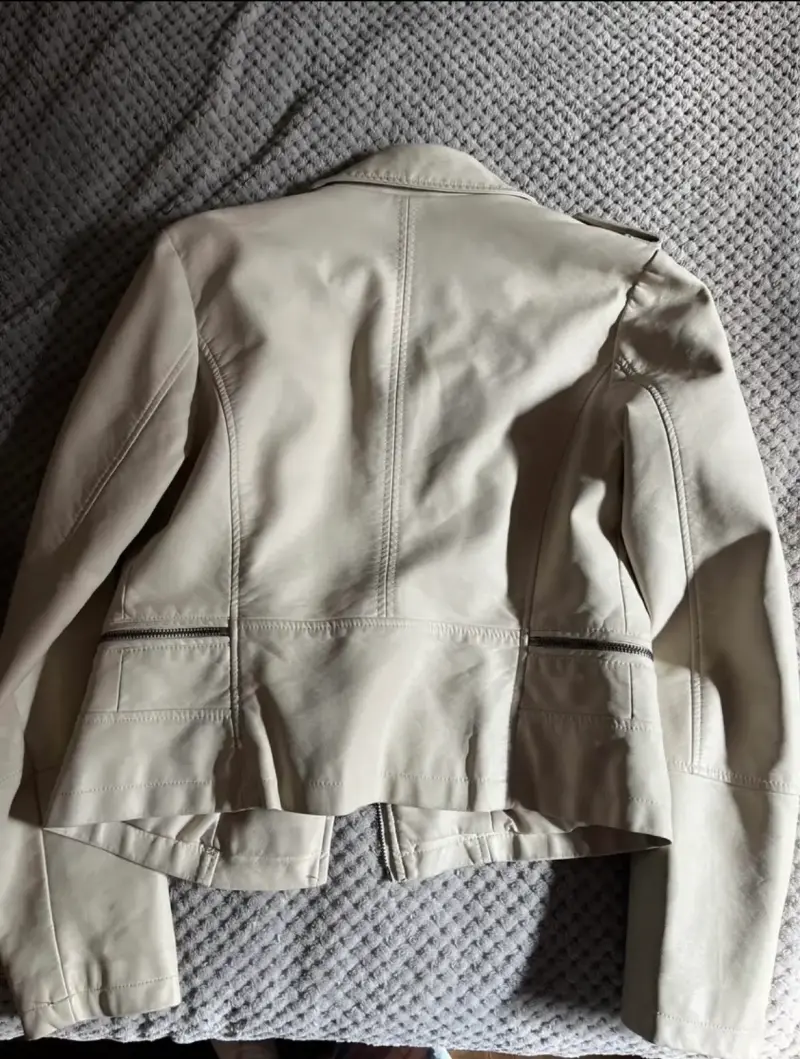 Chaqueta de cuero beige Sybilla con cierre - 2