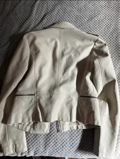 Chaqueta de cuero beige Sybilla con cierre - miniatura 2