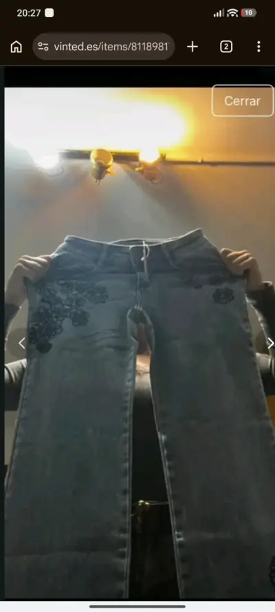 Jeans bordados de mezclilla azul - miniatura 5