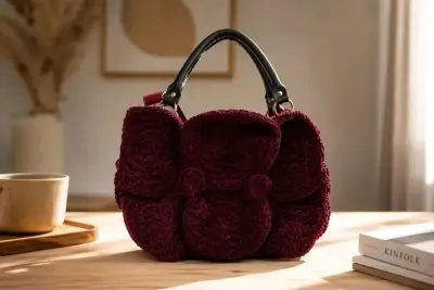 Bolso de mano tejido burdeos con asa ajustable - miniatura 4
