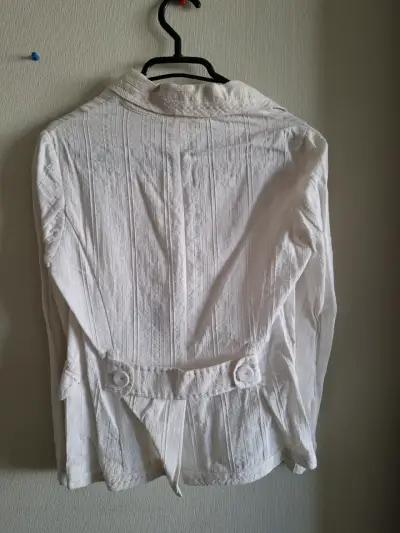 Blazer blanco de algodón para mujer - miniatura 2