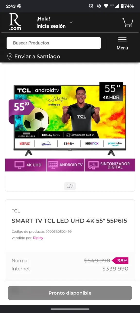Televisor 4K UHD 55'' - 3