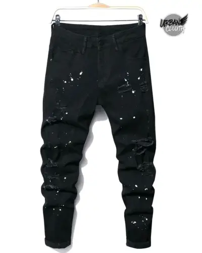 Jeans negros desgastados estilo urbano - miniatura 1