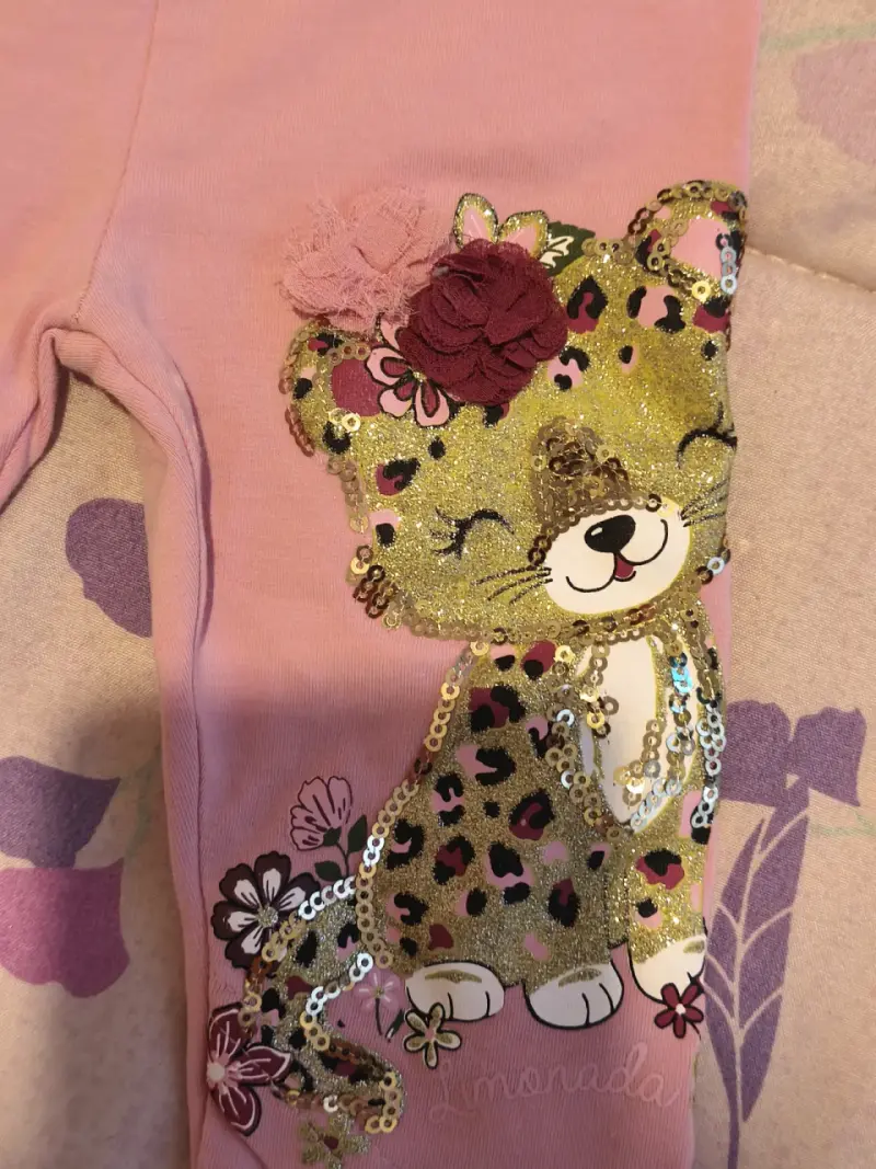 Leggings rosados para niña con diseño de oso - 2