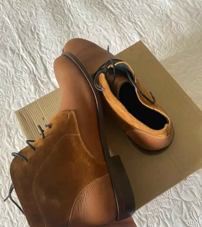 Botines de cuero marrón para hombre - 2