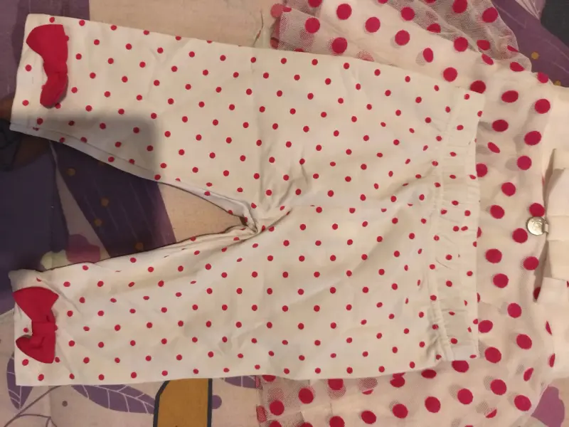 Conjunto infantil de vestido y leggings con lunares - 3