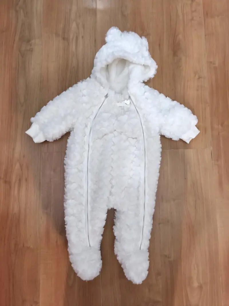 Enterito de bebé polar blanco con capucha - 1