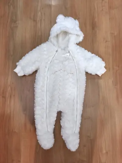 Enterito de bebé polar blanco con capucha - miniatura 1