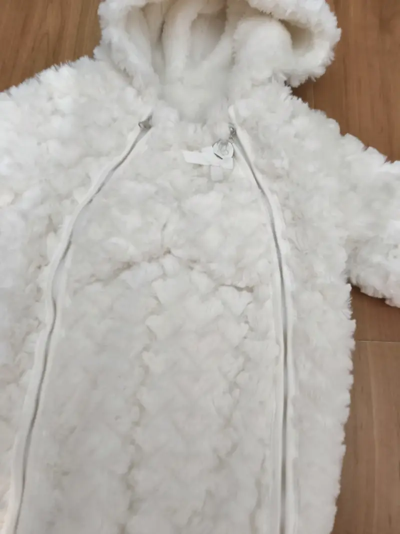 Enterito de bebé polar blanco con capucha - 2