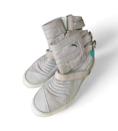 Botines Puma de cuero gris con cierre - miniatura 1