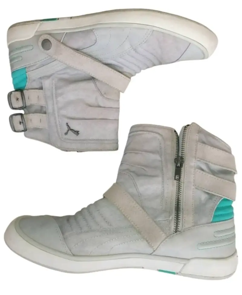 Botines Puma de cuero gris con cierre - 3