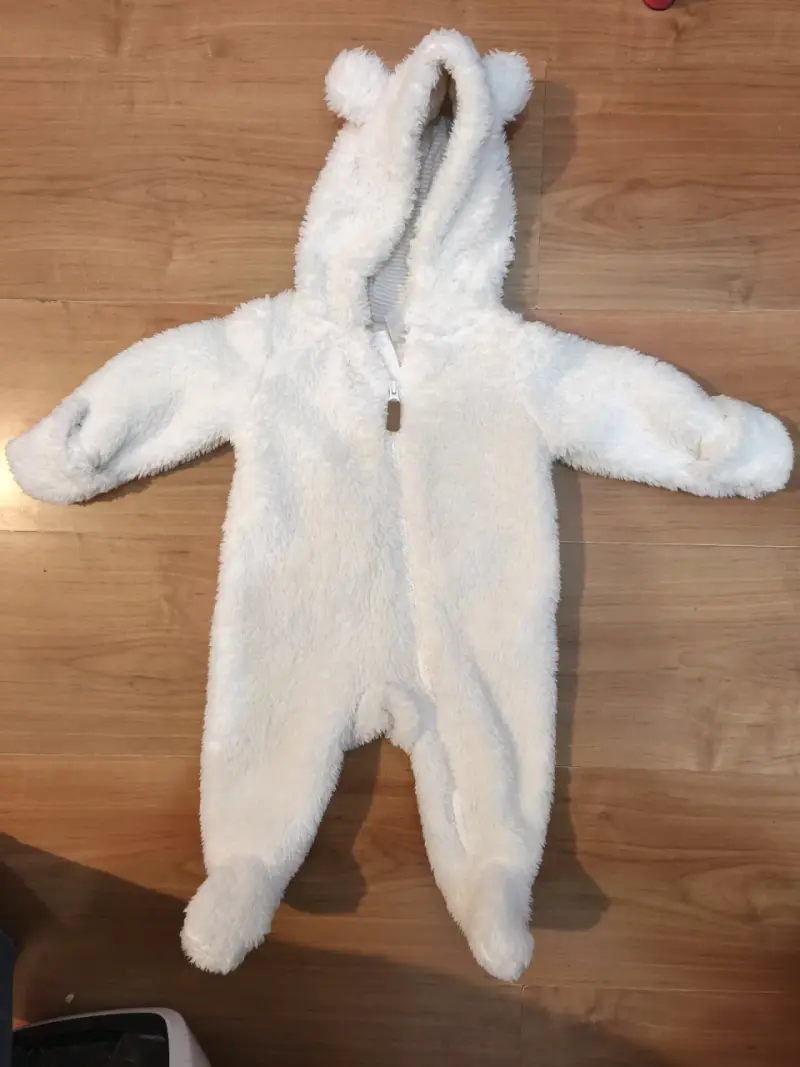 Enterito de bebé polar blanco con capucha - 1