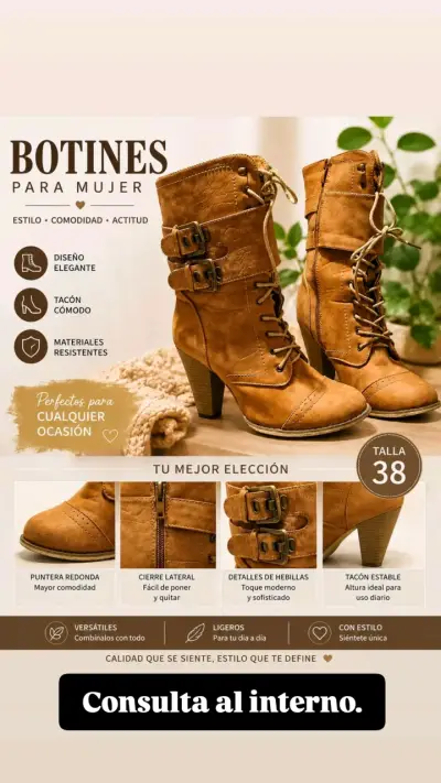 Botines de mujer con tacón cómodo - miniatura 1
