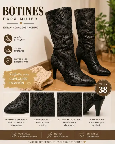 Botines de mujer con tacón cómodo - miniatura 2