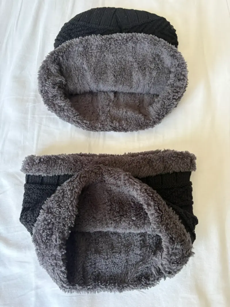 Set de gorro y bufanda de lana negra - 3