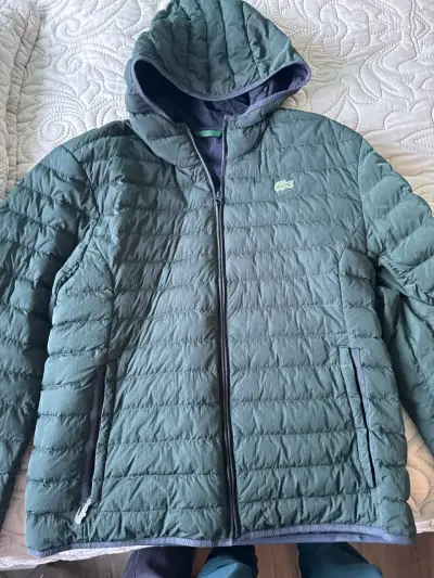 Chaqueta acolchada verde con capucha Lacoste - miniatura 1
