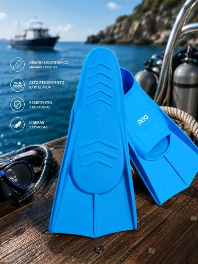 Aletas de buceo Oxe azules ergonómicas - miniatura 1