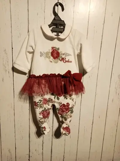 Conjunto de bebé floral con tutu - miniatura 1