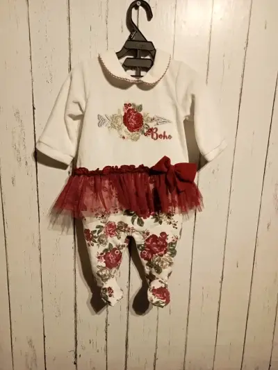 Conjunto de bebé floral con tutu - miniatura 2