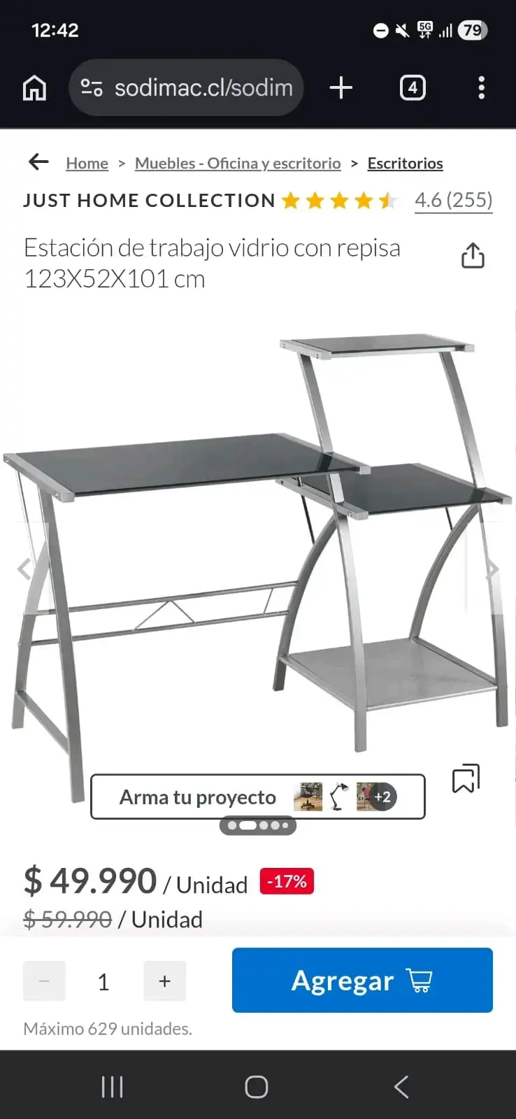 Escritorio de vidrio y metal moderno - 3