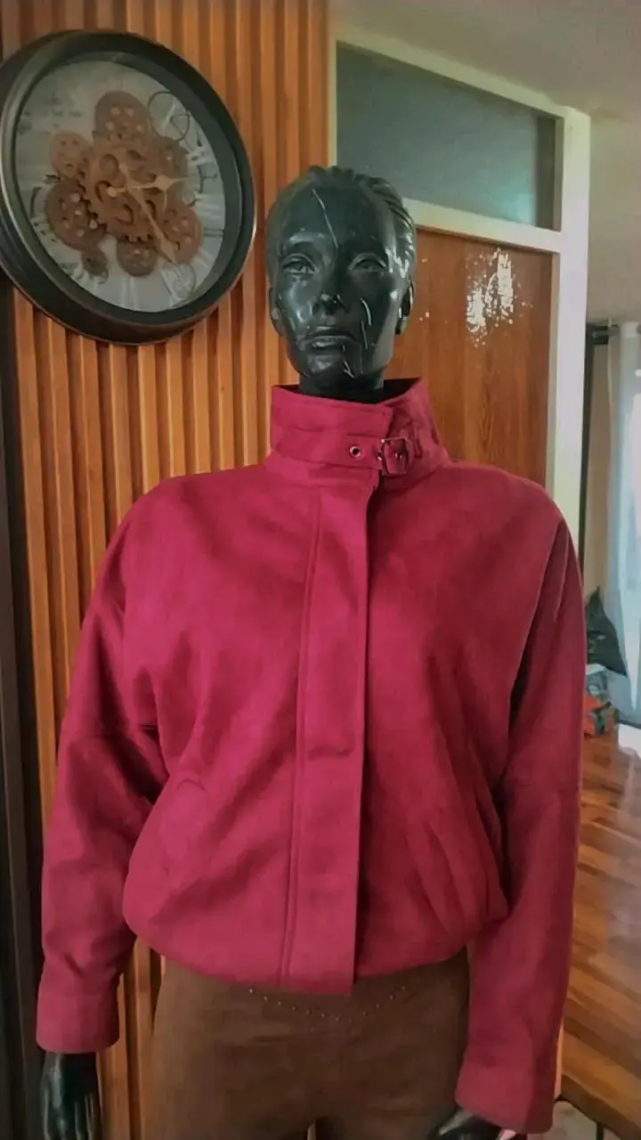 Chaqueta de gamuza roja para mujer - 2