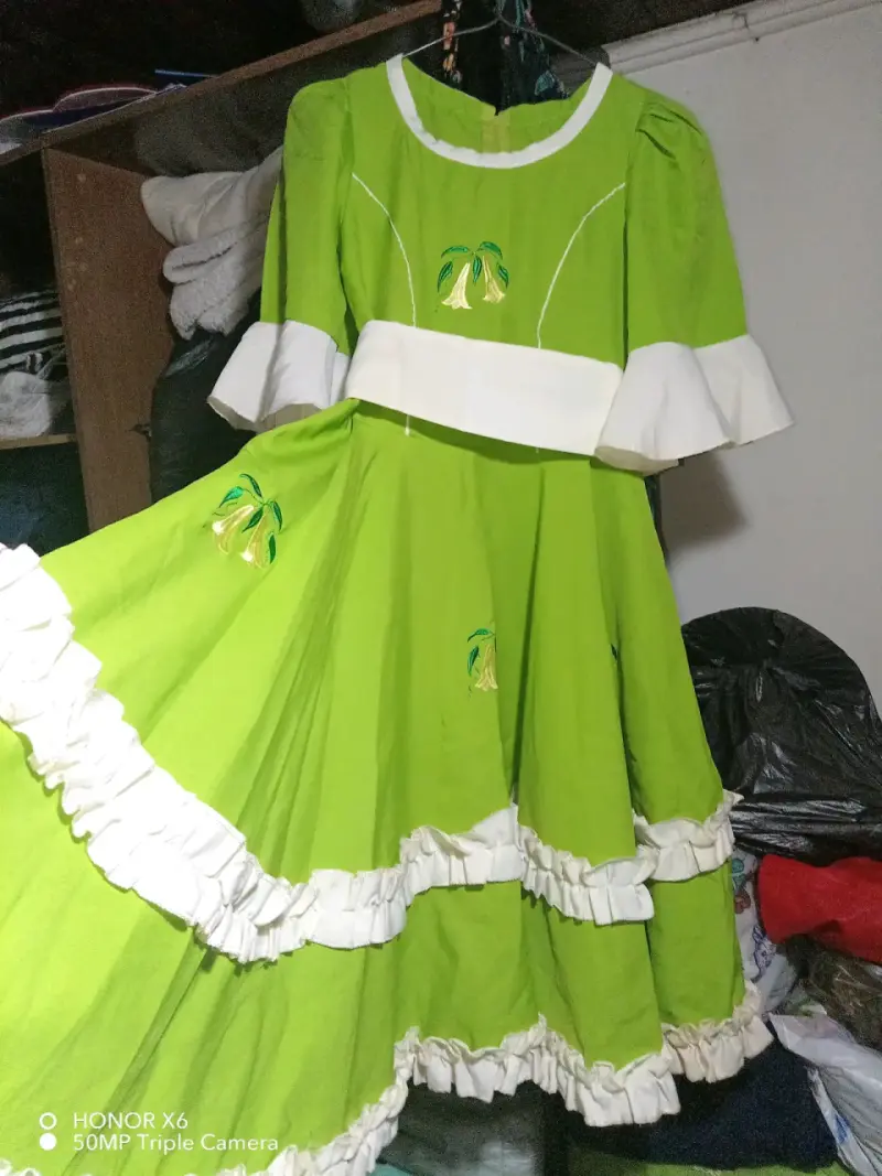 Vestido folclórico chileno con flores - 3