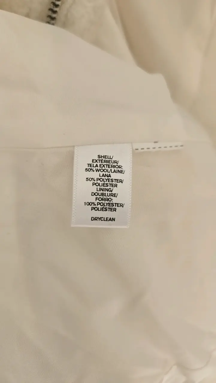 Abrigo blanco crema de lana 50% con cierre - 3