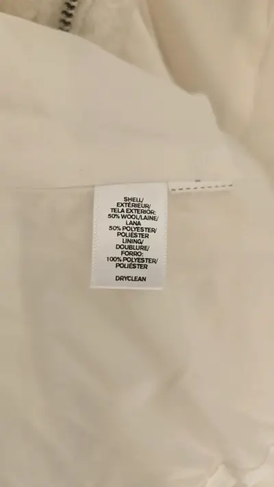 Abrigo blanco crema de lana 50% con cierre - miniatura 3